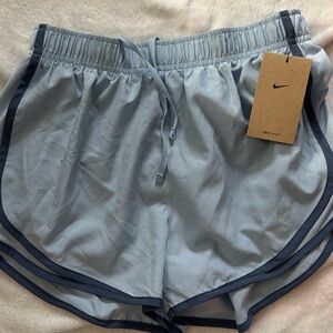 Nike Women’s Light Blue Athletic Shorts with Navy Trim